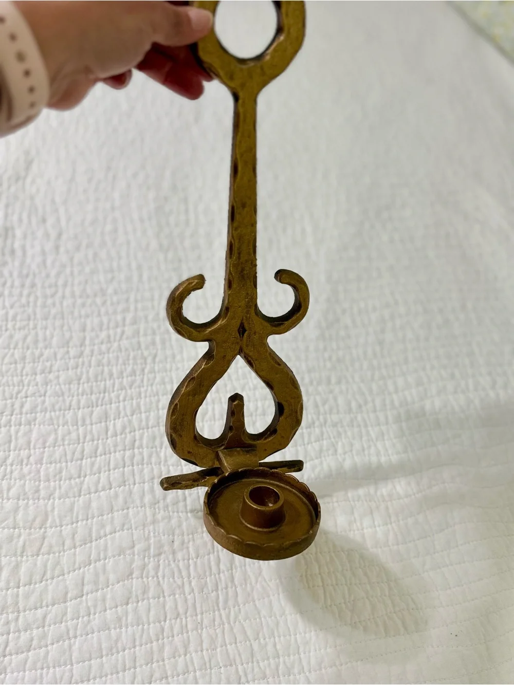 Decorative Brass Wall Sconce Candle Holder - Gold Finish